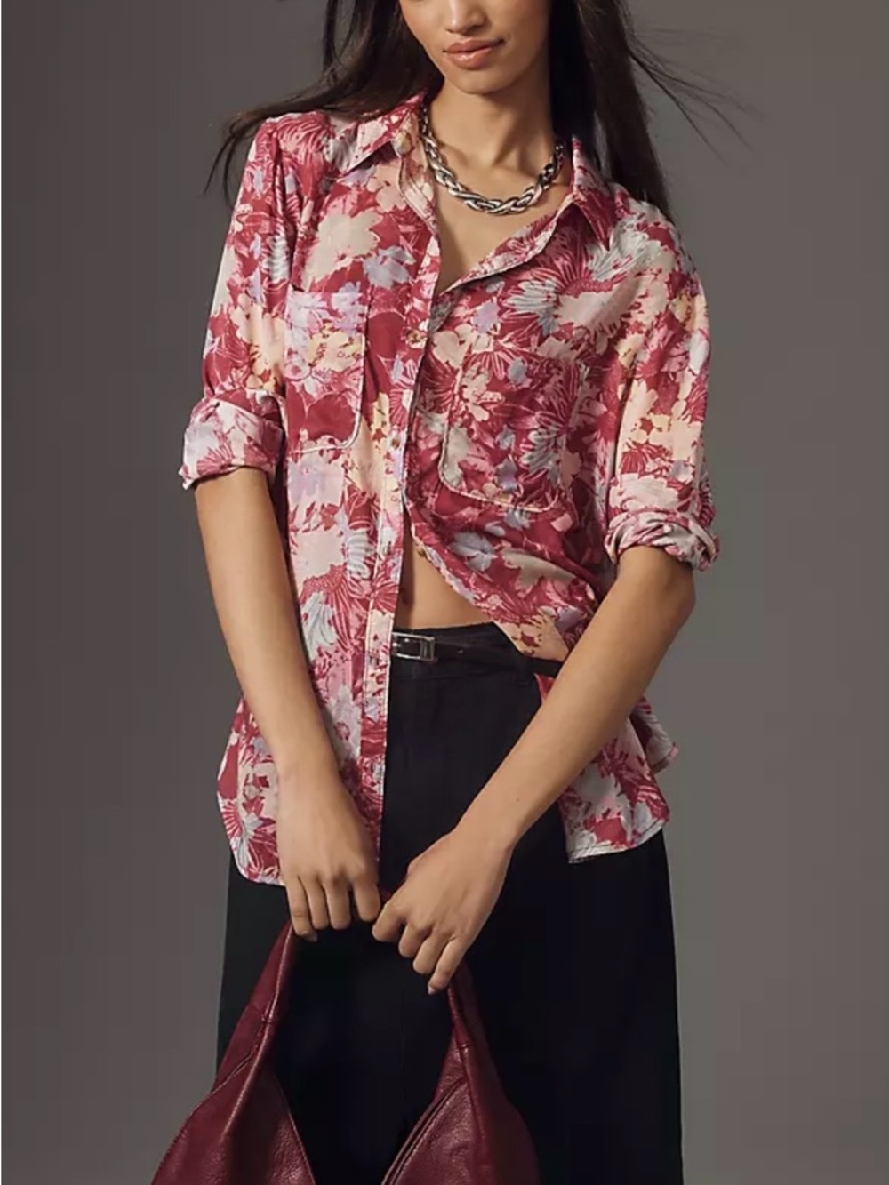 Small Pilcro Romy Relaxed Floral Blouse